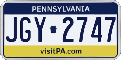 PA license plate JGY2747