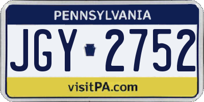 PA license plate JGY2752