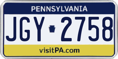 PA license plate JGY2758