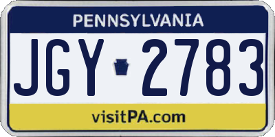 PA license plate JGY2783