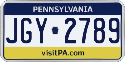 PA license plate JGY2789