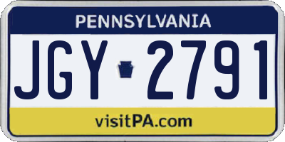 PA license plate JGY2791