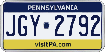 PA license plate JGY2792
