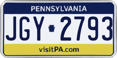 PA license plate JGY2793