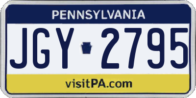 PA license plate JGY2795