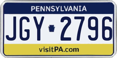 PA license plate JGY2796