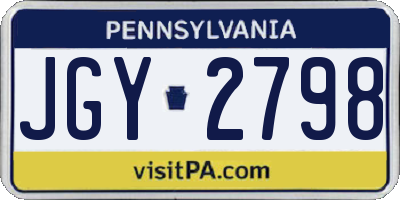 PA license plate JGY2798