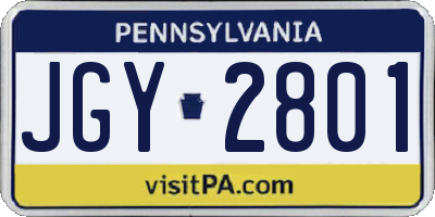 PA license plate JGY2801