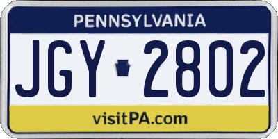 PA license plate JGY2802