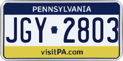 PA license plate JGY2803