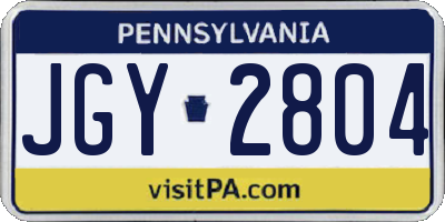 PA license plate JGY2804