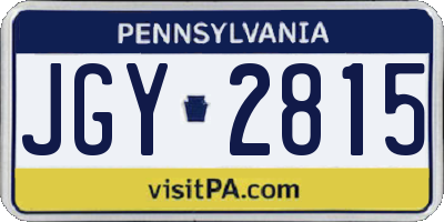 PA license plate JGY2815