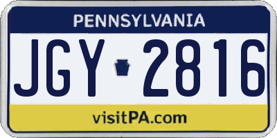 PA license plate JGY2816