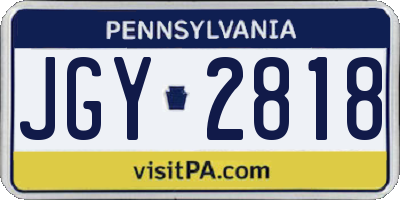 PA license plate JGY2818