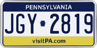 PA license plate JGY2819