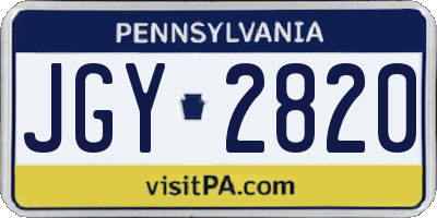 PA license plate JGY2820