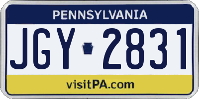 PA license plate JGY2831