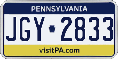 PA license plate JGY2833