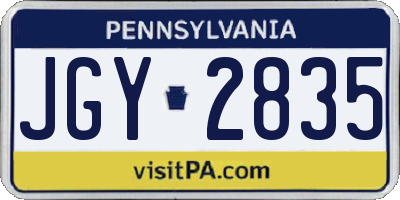 PA license plate JGY2835