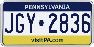 PA license plate JGY2836