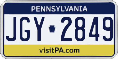 PA license plate JGY2849