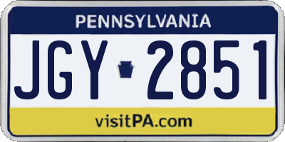 PA license plate JGY2851