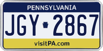 PA license plate JGY2867