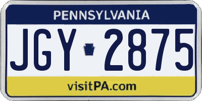 PA license plate JGY2875