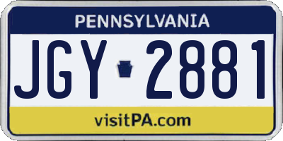PA license plate JGY2881