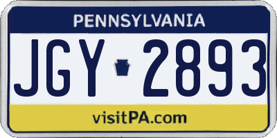 PA license plate JGY2893