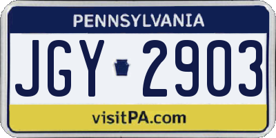 PA license plate JGY2903