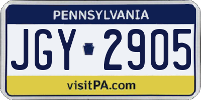PA license plate JGY2905