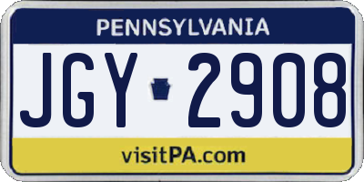 PA license plate JGY2908