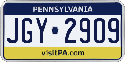 PA license plate JGY2909
