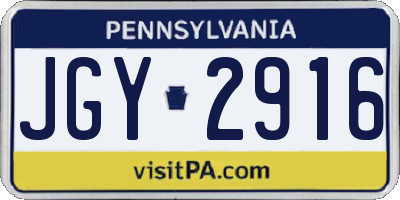 PA license plate JGY2916