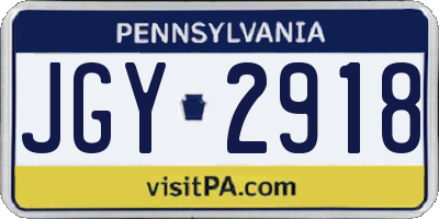PA license plate JGY2918
