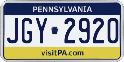 PA license plate JGY2920