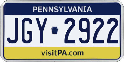 PA license plate JGY2922