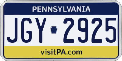 PA license plate JGY2925