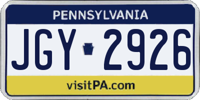 PA license plate JGY2926
