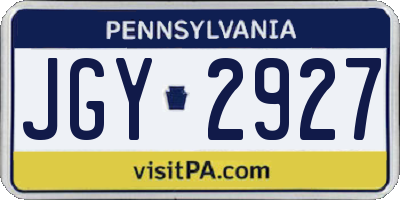 PA license plate JGY2927