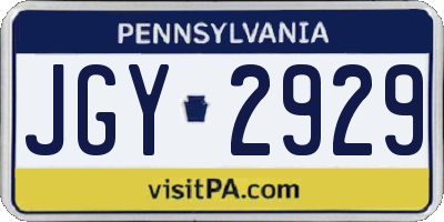 PA license plate JGY2929