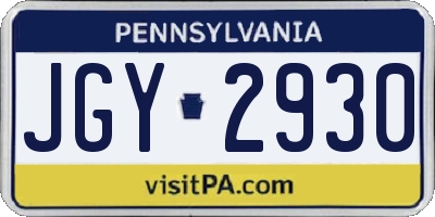 PA license plate JGY2930