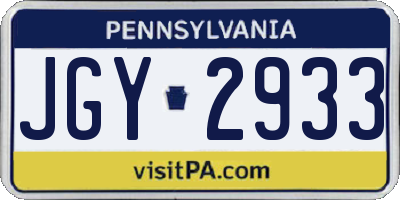 PA license plate JGY2933