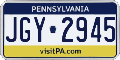 PA license plate JGY2945