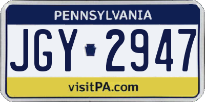 PA license plate JGY2947