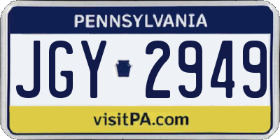 PA license plate JGY2949