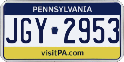 PA license plate JGY2953