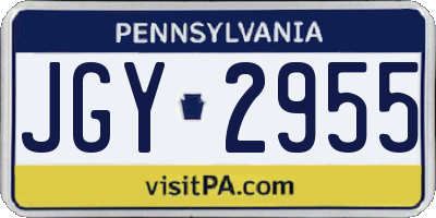PA license plate JGY2955