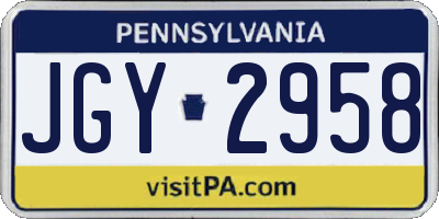 PA license plate JGY2958